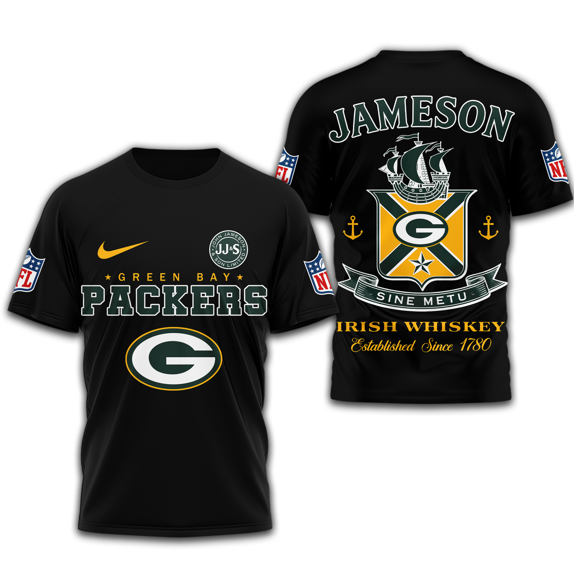 Green Bay Packers | Premium NFL Jameson Irish Whiskey 3D Shirt - Image 2
