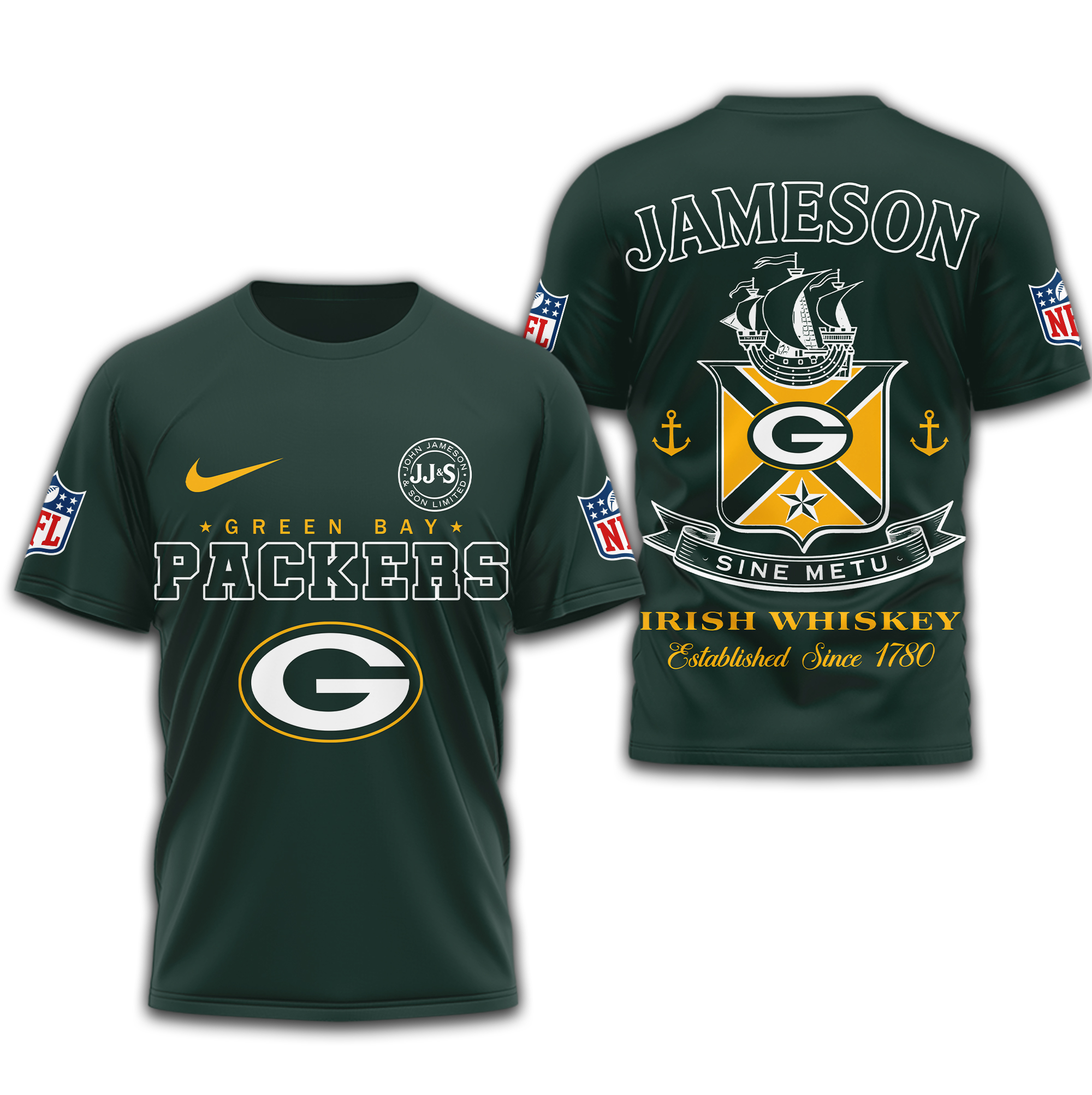 Green Bay Packers | Premium NFL Jameson Irish Whiskey 3D Shirt - Image 3