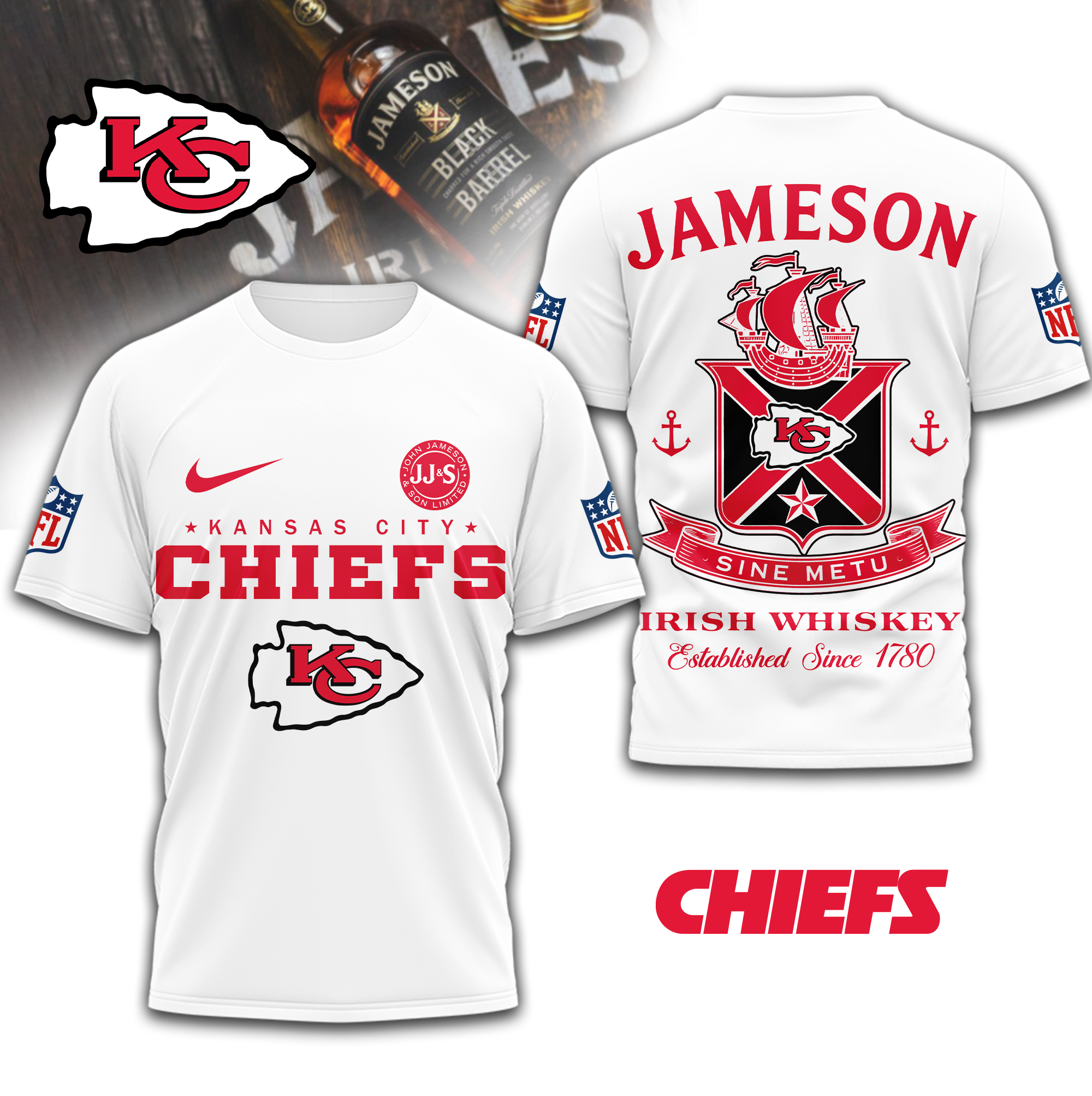 Kansas City Chiefs | Premium NFL Jameson Irish Whiskey 3D Shirt