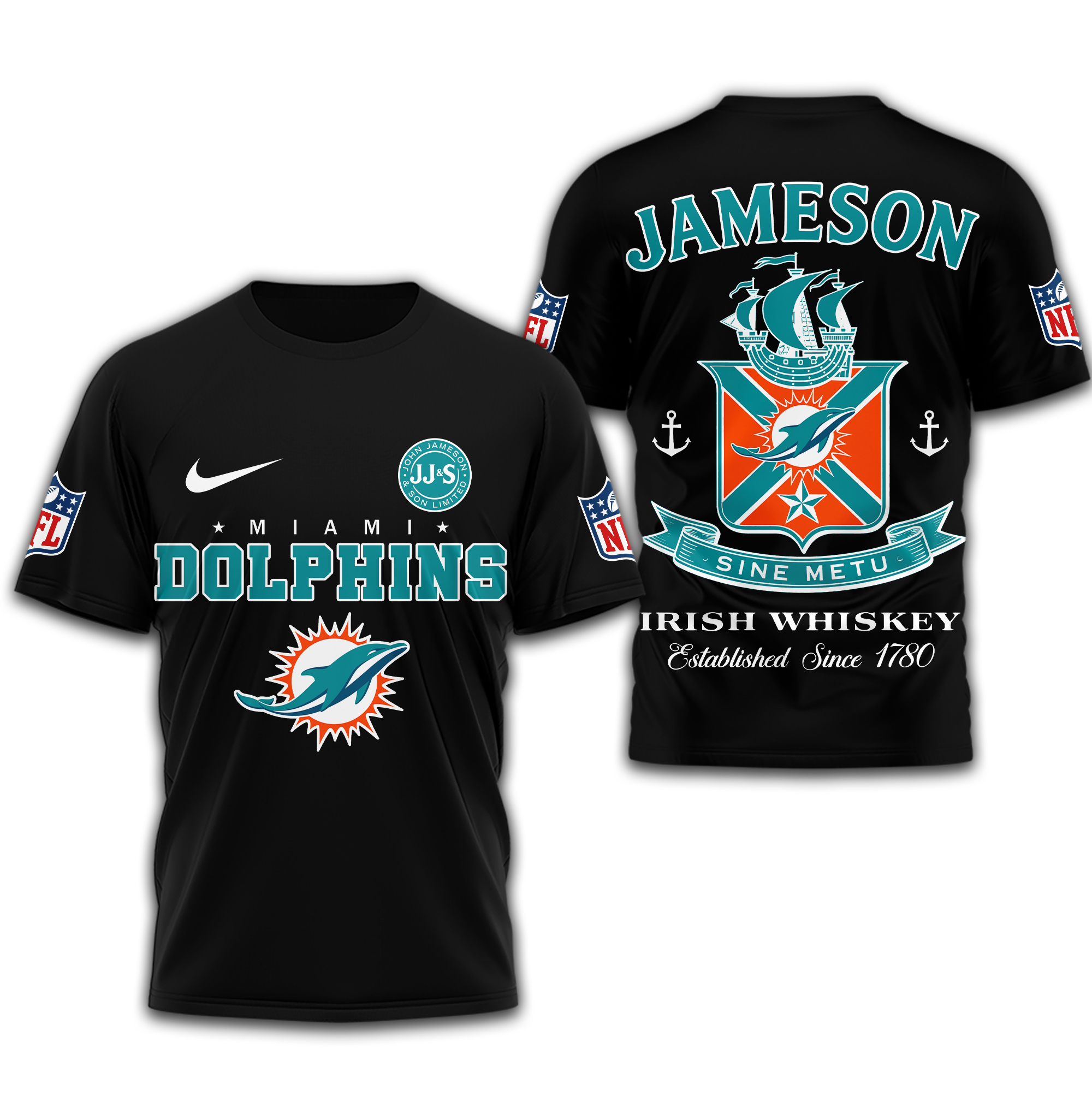 Miami Dolphins | Premium NFL Jameson Irish Whiskey 3D Shirt - Image 2
