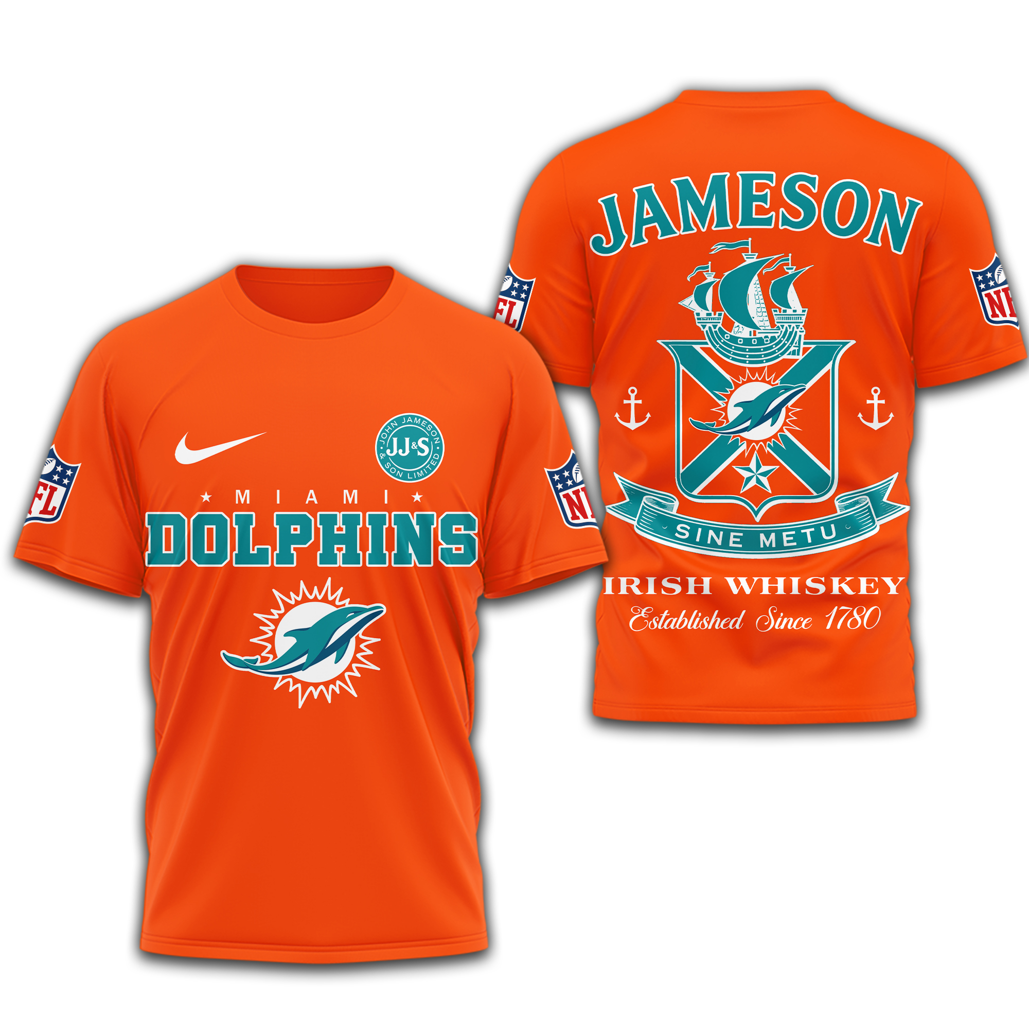 Miami Dolphins | Premium NFL Jameson Irish Whiskey 3D Shirt - Image 4