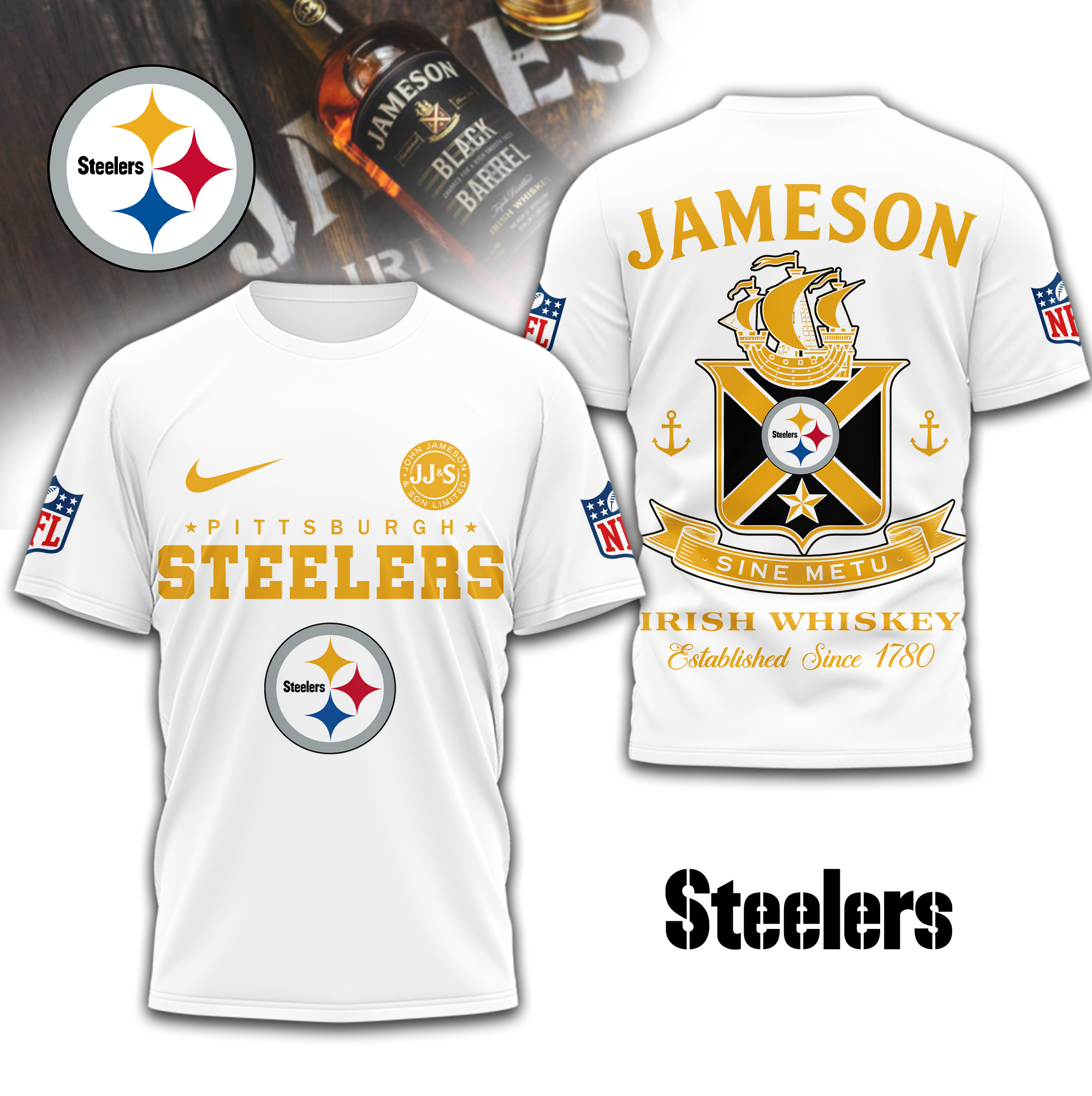 Pittsburgh Steelers | Premium NFL Jameson Irish Whiskey 3D Shirt