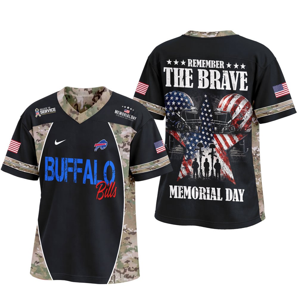 Buffalo Bills | Premium NFL Memorial Day V-neck Baseball Jersey - Image 4