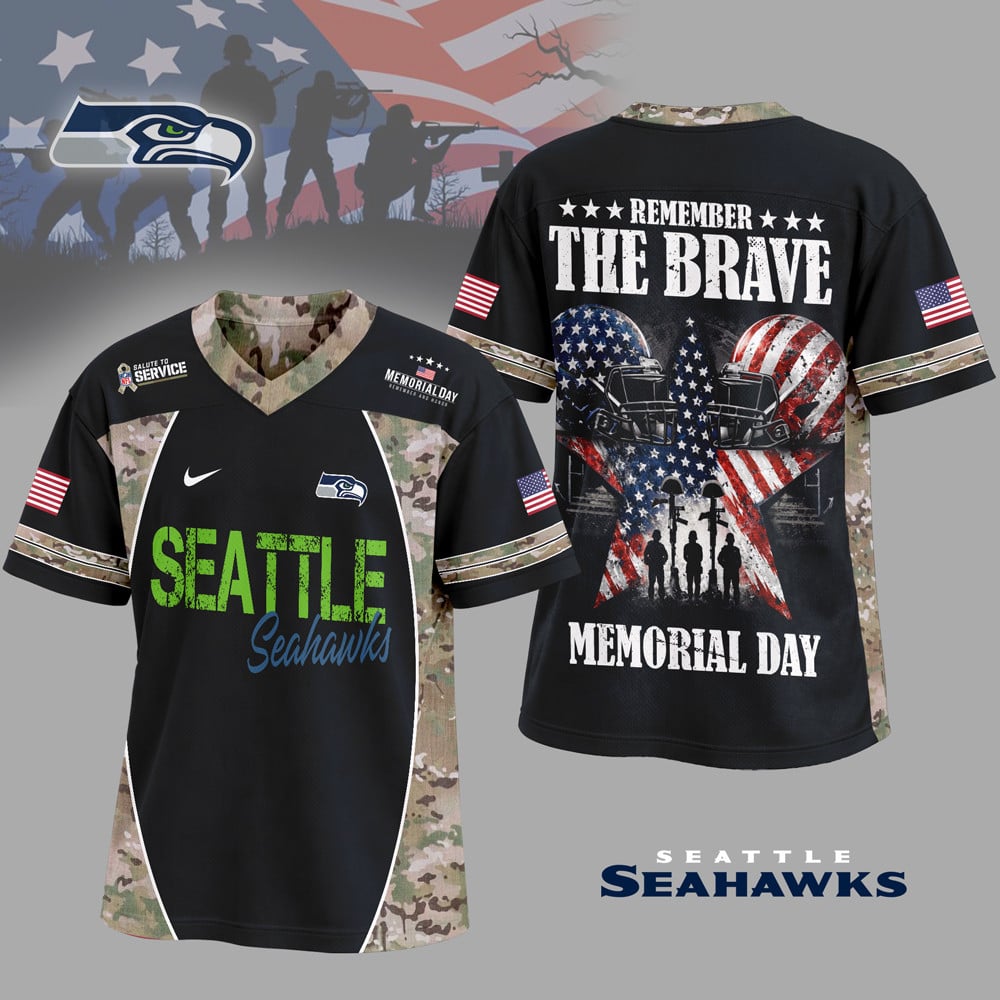 Seattle Seahawks | Premium NFL Memorial Day V-neck Baseball Jersey