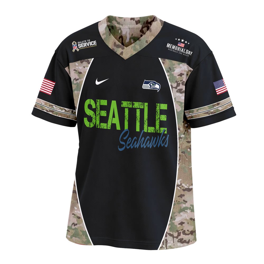 Seattle Seahawks | Premium NFL Memorial Day V-neck Baseball Jersey - Image 2