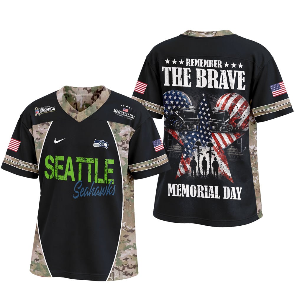 Seattle Seahawks | Premium NFL Memorial Day V-neck Baseball Jersey - Image 4