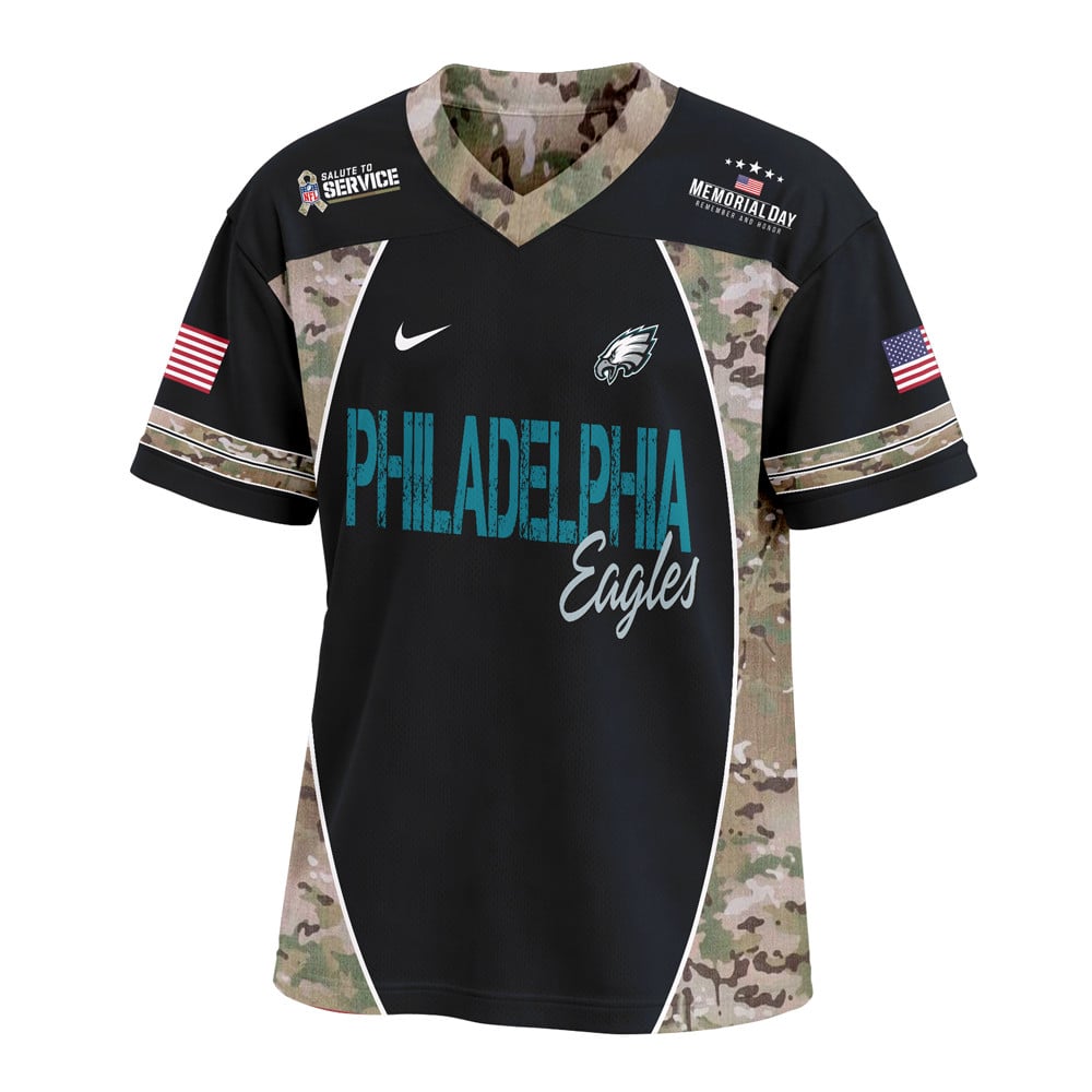 Philadelphia Eagles | Premium NFL Memorial Day V-neck Baseball Jersey - Image 2