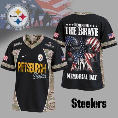 Pittsburgh Steelers | Premium NFL Memorial Day V-neck Baseball Jersey - L