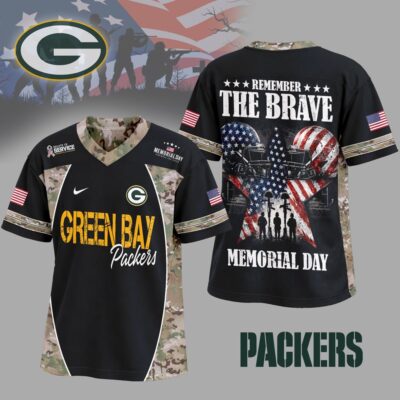 Green Bay Packers | Premium NFL Memorial Day V-neck Baseball Jersey