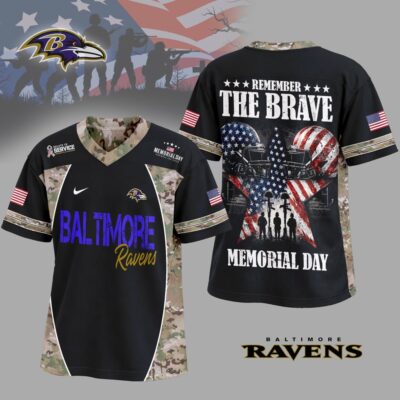 Baltimore Ravens | Premium NFL Memorial Day V-neck Baseball Jersey - 4XL