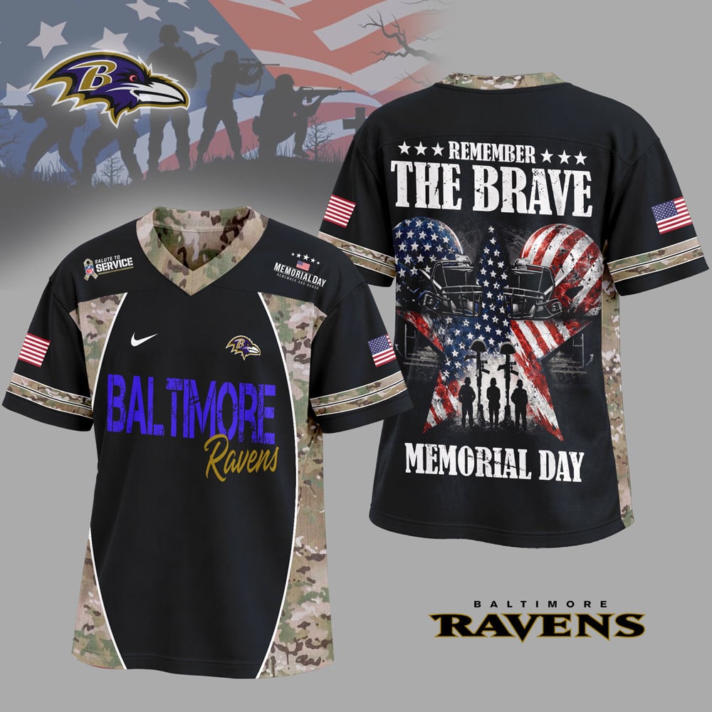 Baltimore Ravens | Premium NFL Memorial Day V-neck Baseball Jersey