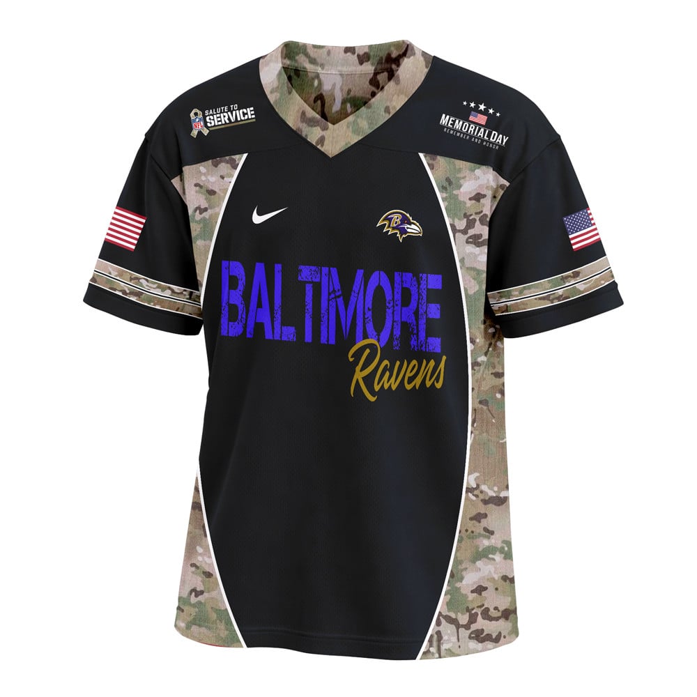Baltimore Ravens | Premium NFL Memorial Day V-neck Baseball Jersey - Image 2