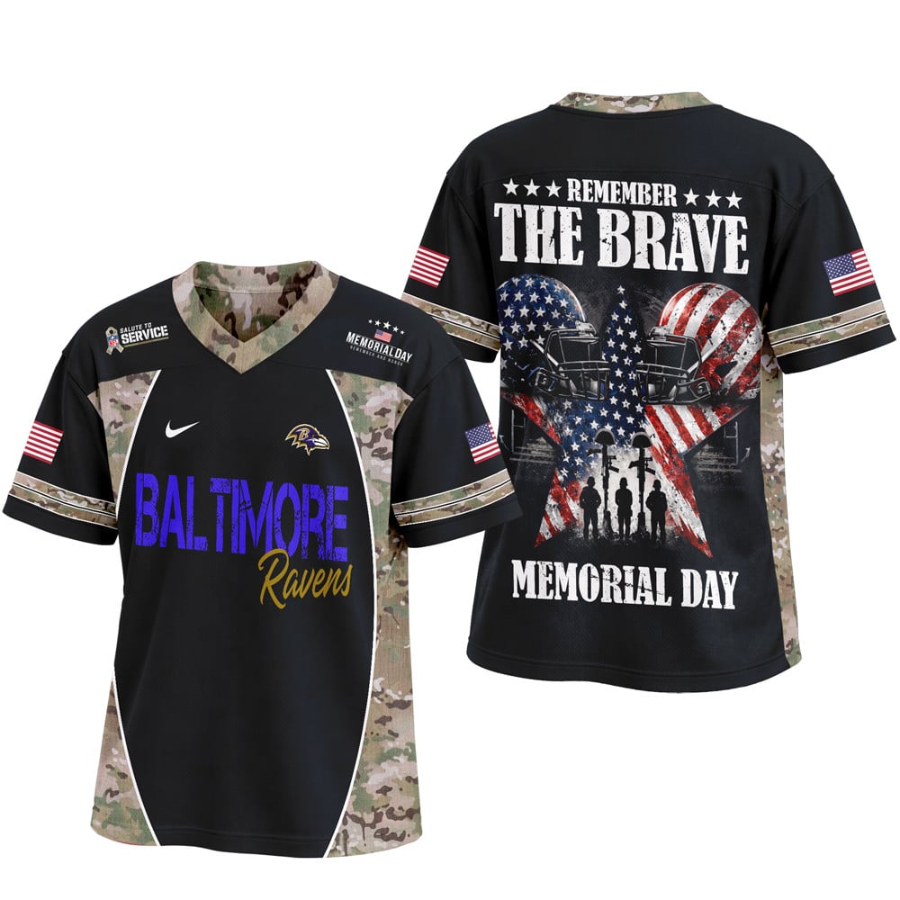 Baltimore Ravens | Premium NFL Memorial Day V-neck Baseball Jersey - Image 4