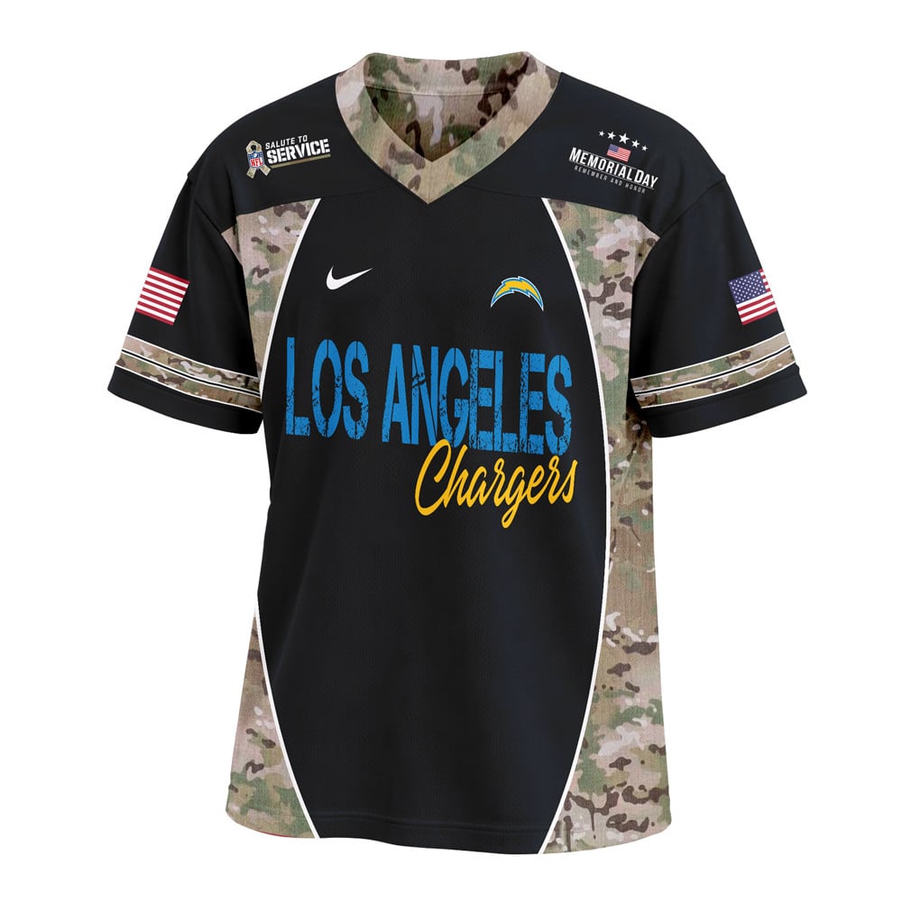 Los Angeles Chargers | Premium NFL Memorial Day V-neck Baseball Jersey - Image 2
