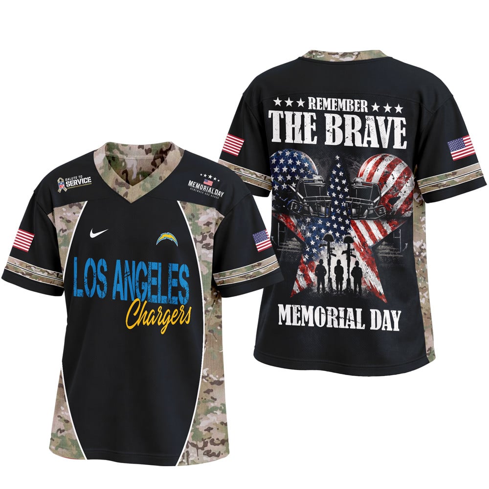 Los Angeles Chargers | Premium NFL Memorial Day V-neck Baseball Jersey - Image 4