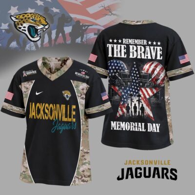 Jacksonville Jaguars | Premium NFL Memorial Day V-neck Baseball Jersey - 5XL