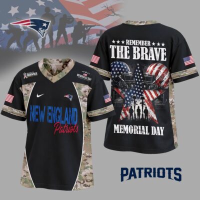 New England Patriots | Premium NFL Memorial Day V-neck Baseball Jersey - M