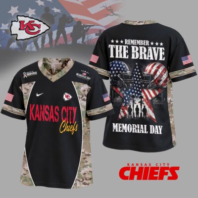 Kansas City Chiefs | Premium NFL Memorial Day V-neck Baseball Jersey