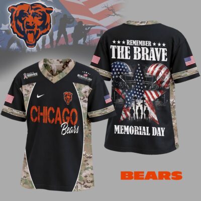 Chicago Bears | Premium NFL Memorial Day V-neck Baseball Jersey - 3XL