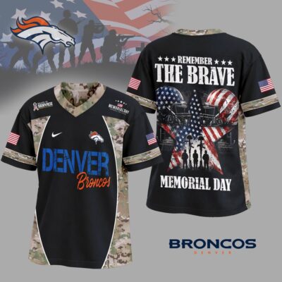 Denver Broncos | Premium NFL Memorial Day V-neck Baseball Jersey - S