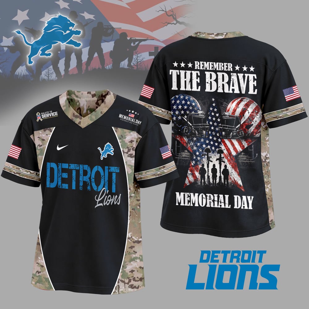Detroit Lions | Premium NFL Memorial Day V-neck Baseball Jersey