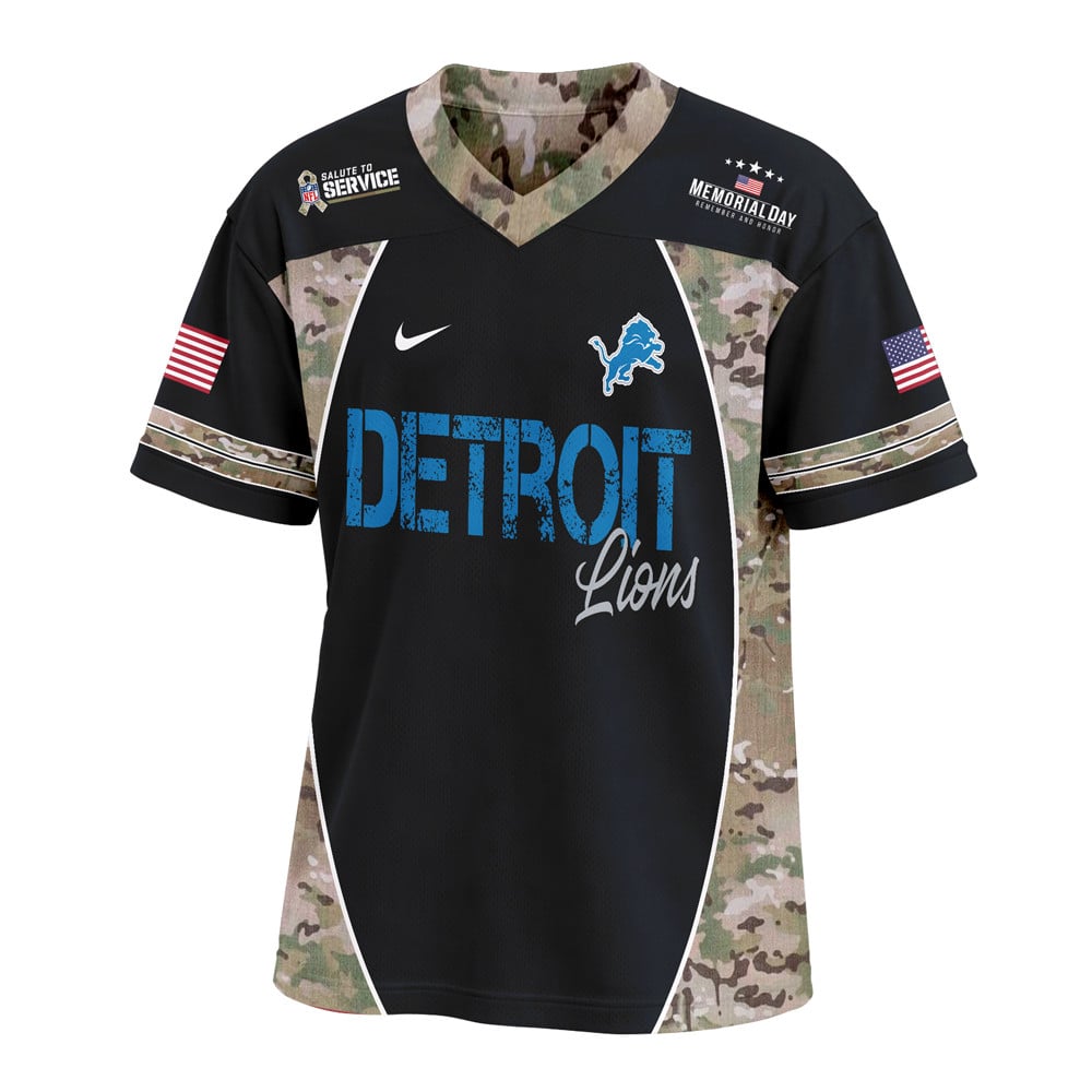 Detroit Lions | Premium NFL Memorial Day V-neck Baseball Jersey - Image 2