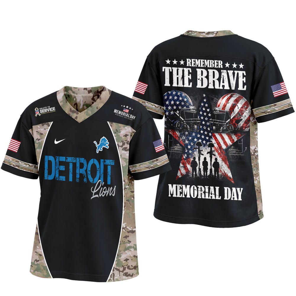 Detroit Lions | Premium NFL Memorial Day V-neck Baseball Jersey - Image 4