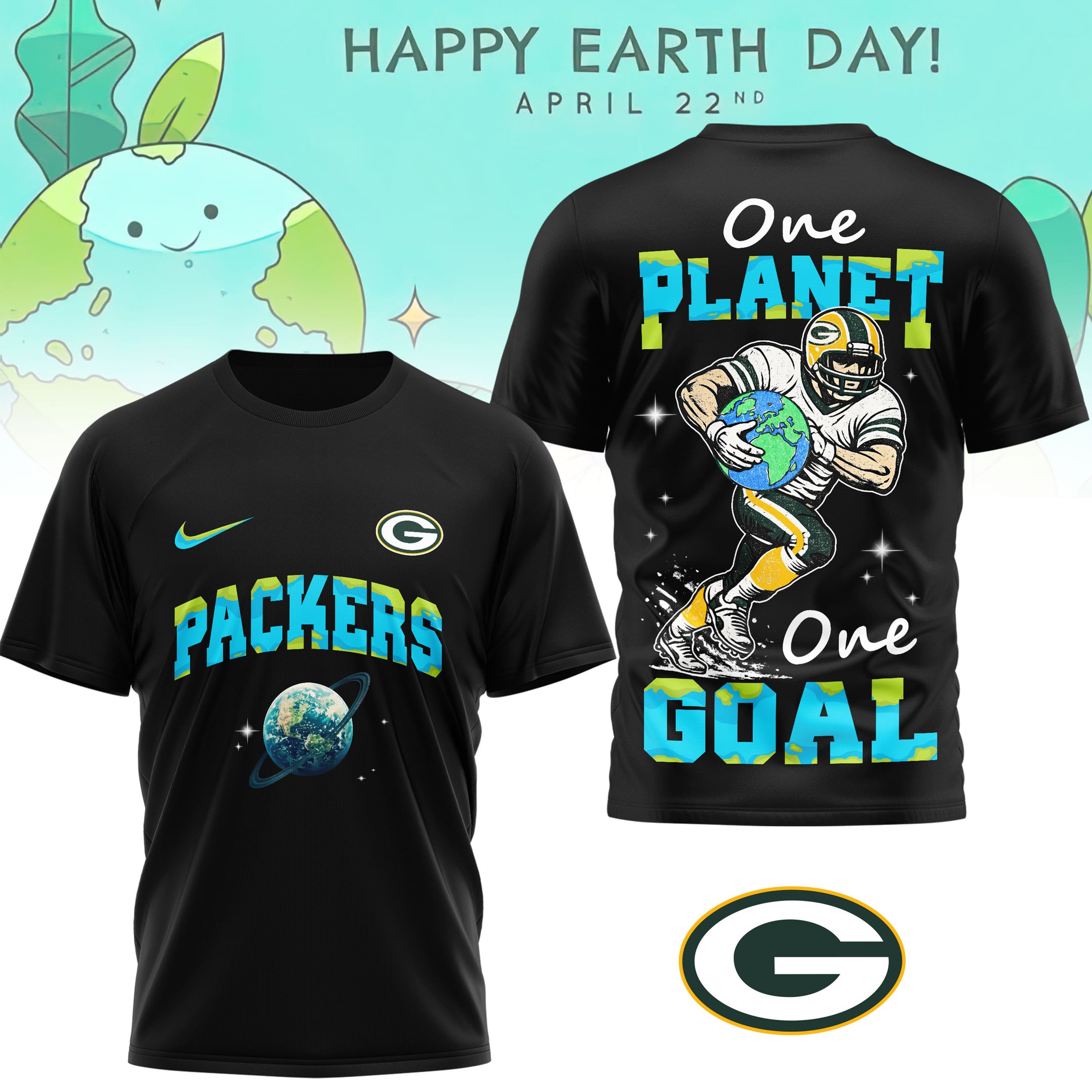 Green Bay Packers | Premium NFL x Earth Day 3D Shirt
