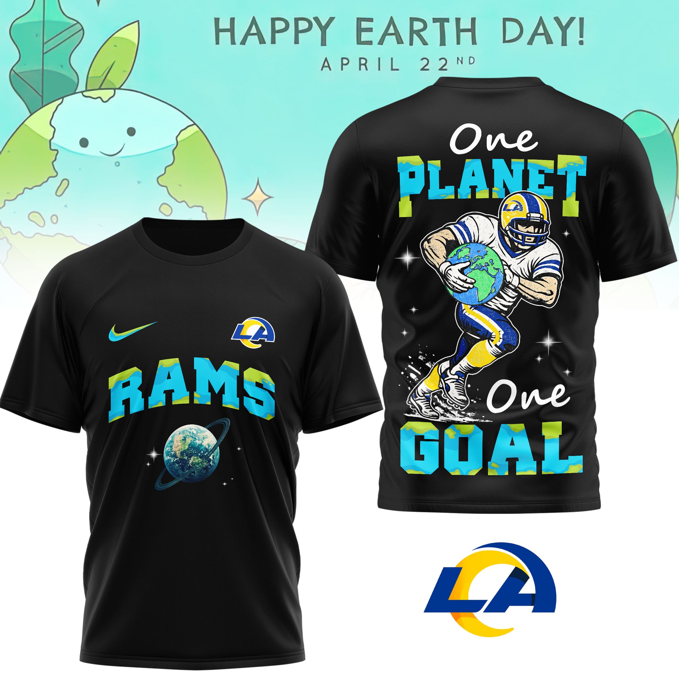 Los Angeles Rams | Premium NFL x Earth Day 3D Shirt