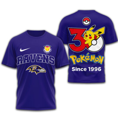 Baltimore Ravens | Premium NFL Pokemon 30th Anniversary 3D Shirt