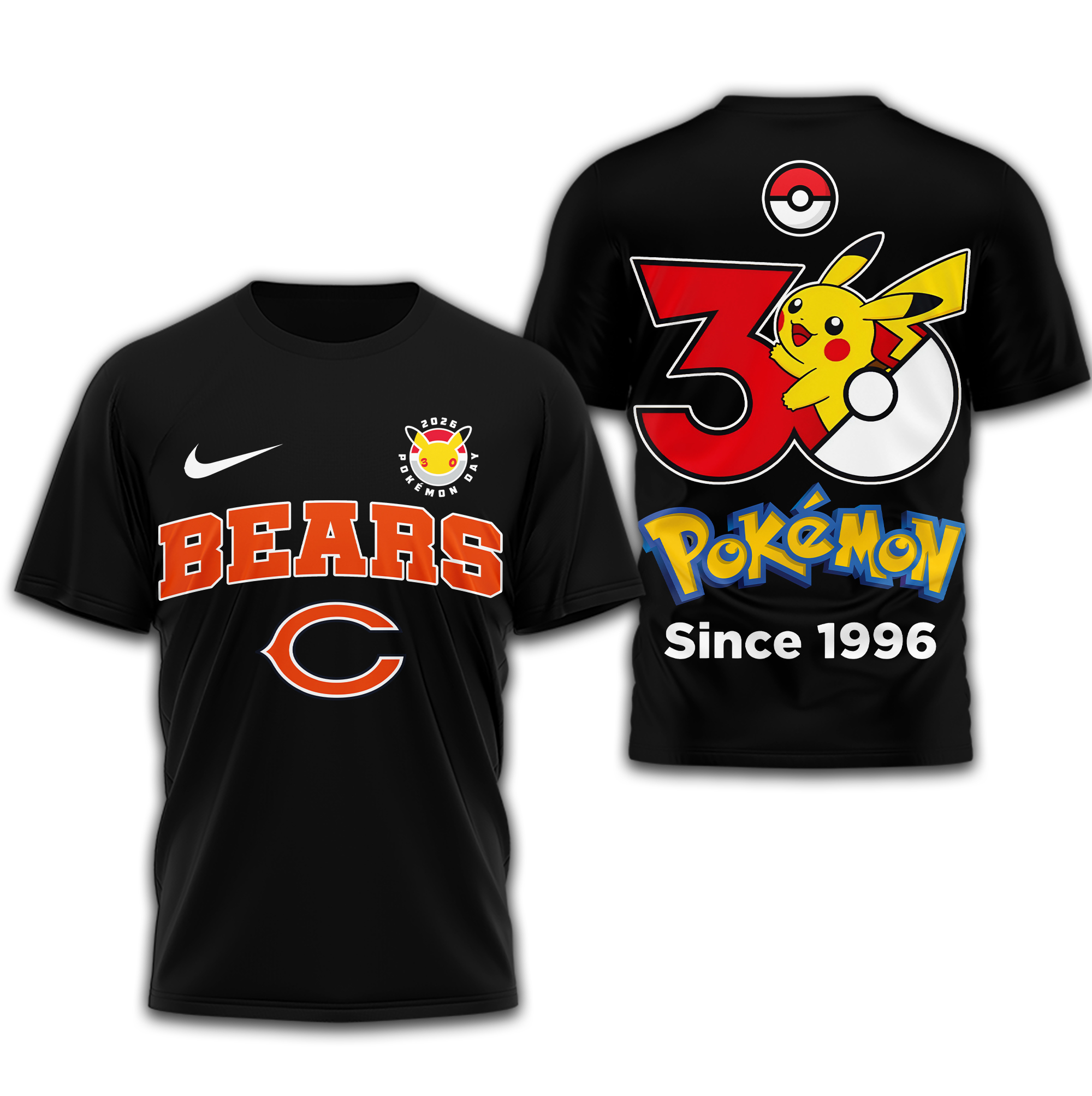 Chicago Bears | Premium NFL Pokemon 30th Anniversary 3D Shirt - Image 2