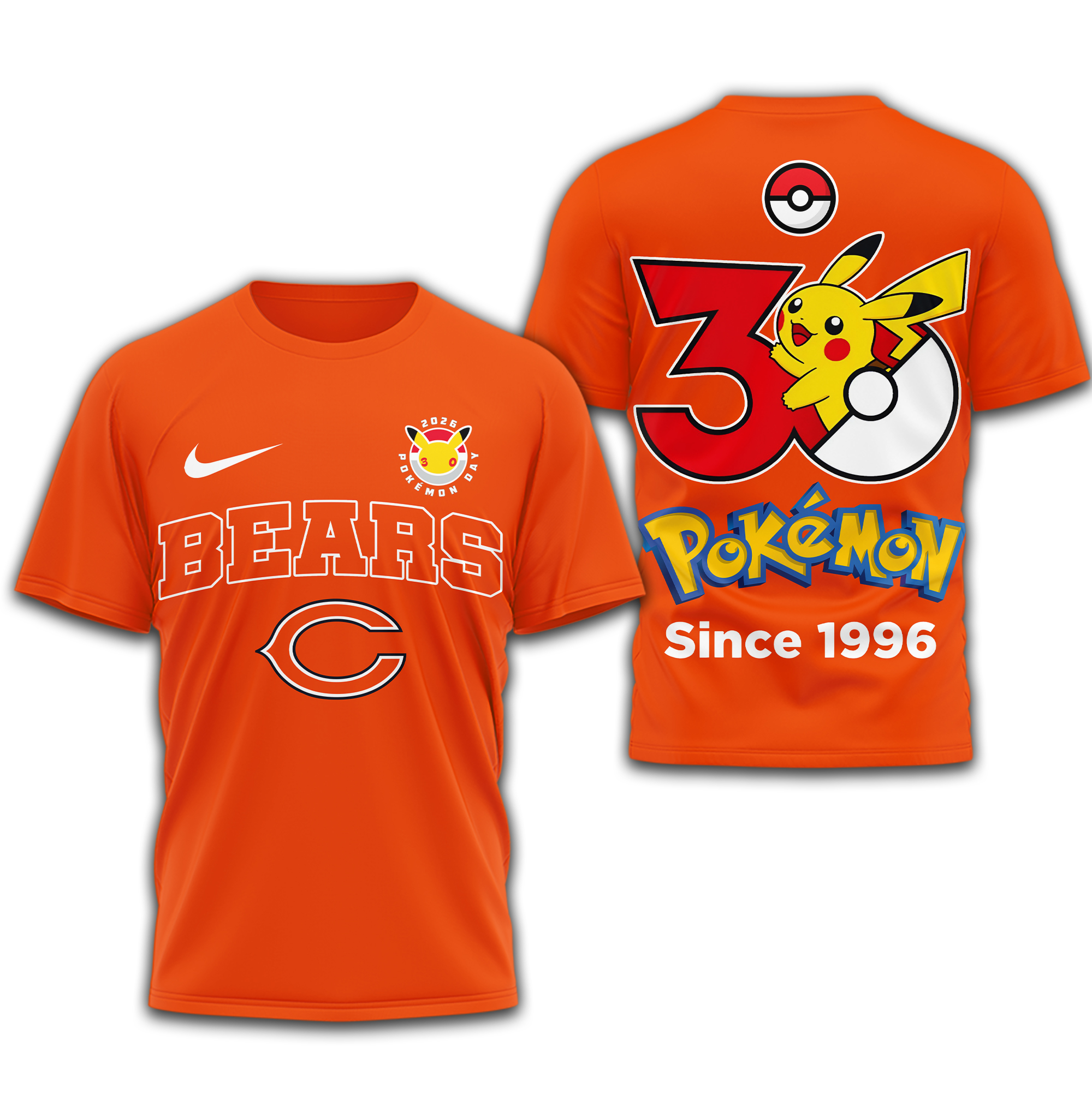 Chicago Bears | Premium NFL Pokemon 30th Anniversary 3D Shirt - Image 3