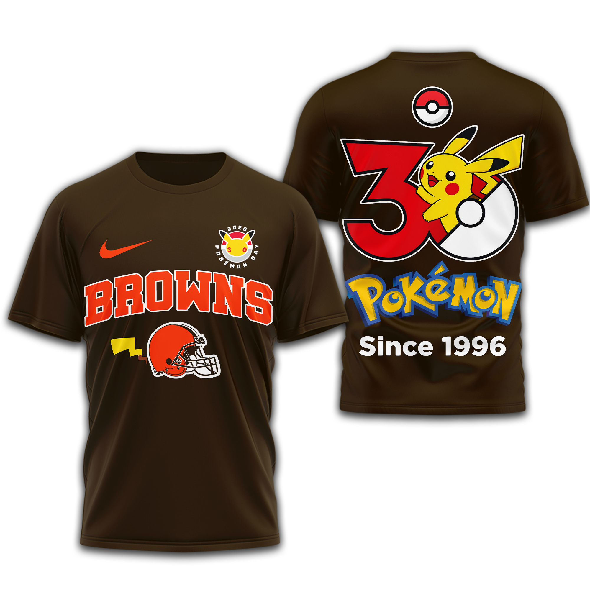 Cleveland Browns | Premium NFL Pokemon 30th Anniversary 3D Shirt - Image 3