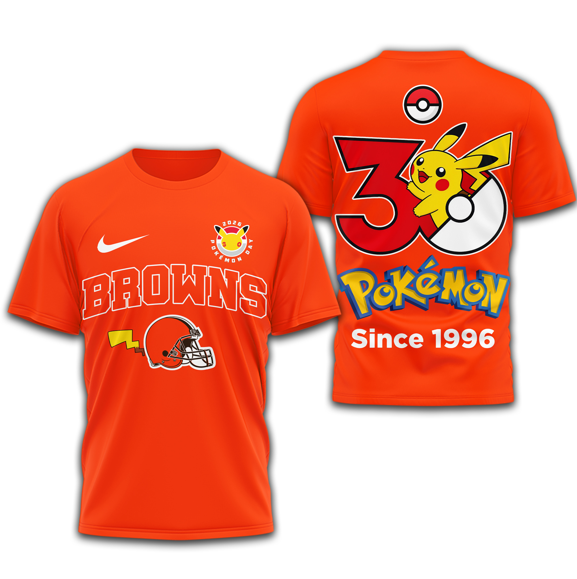 Cleveland Browns | Premium NFL Pokemon 30th Anniversary 3D Shirt - Image 4