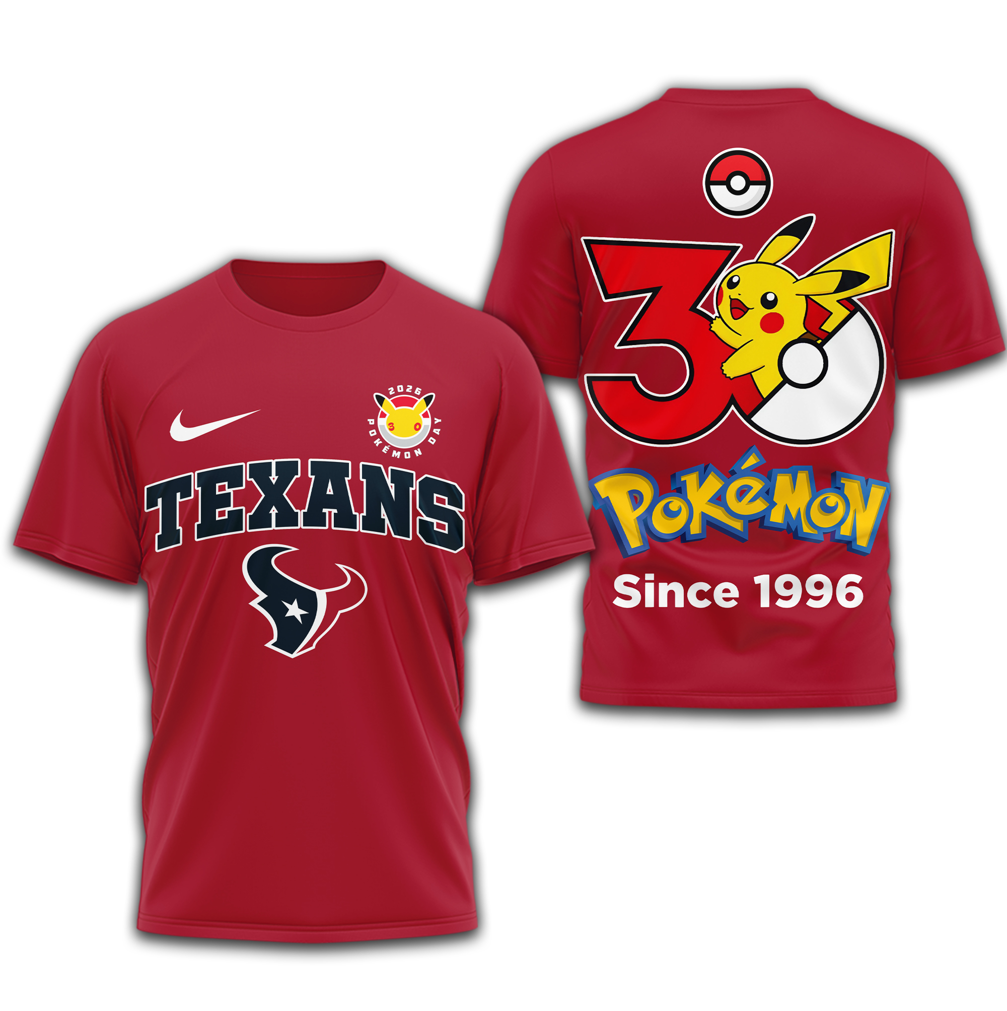 Houston Texans | Premium NFL Pokemon 30th Anniversary 3D Shirt - Image 4