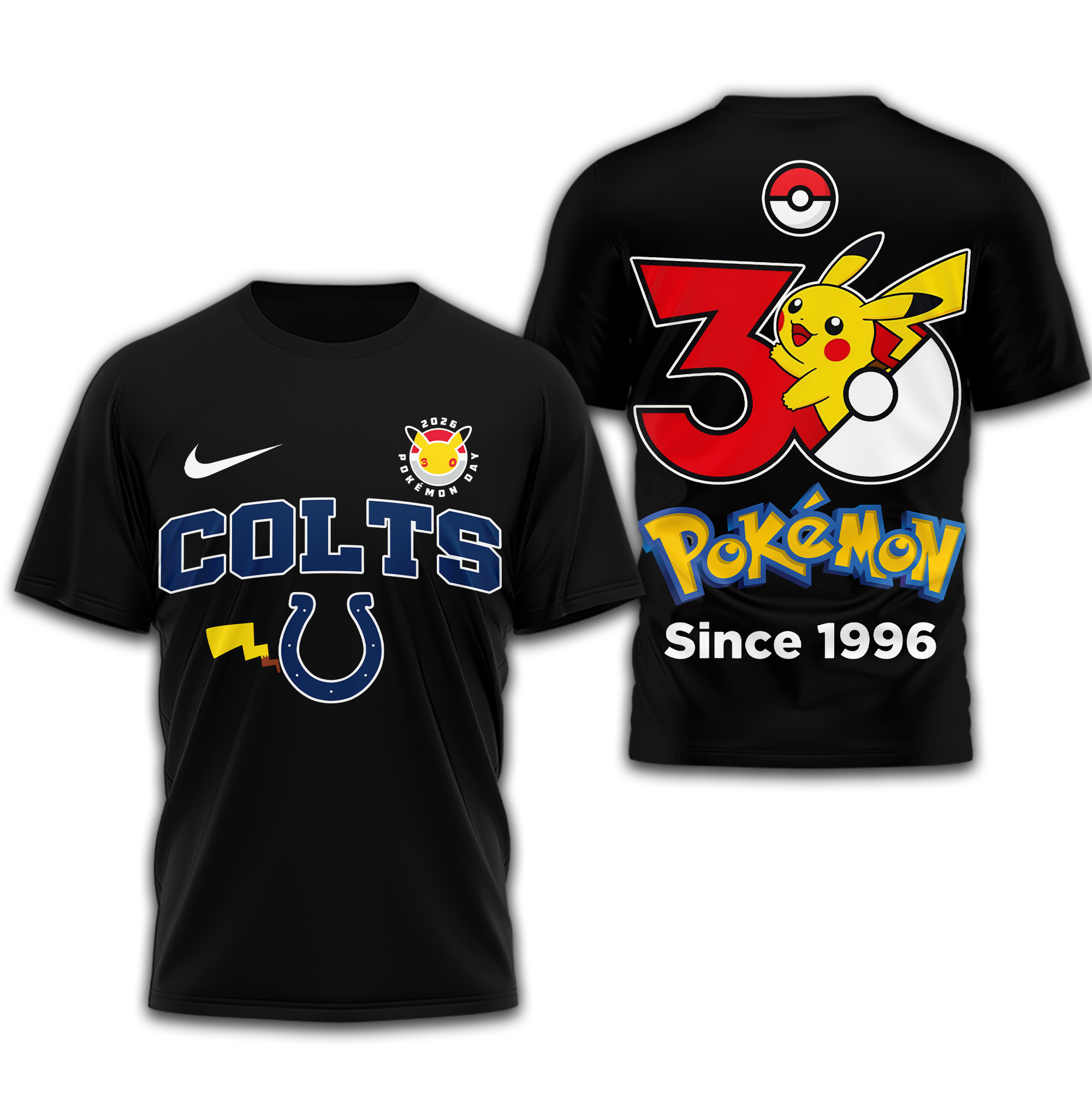 Indianapolis Colts | Premium NFL Pokemon 30th Anniversary 3D Shirt - Image 2