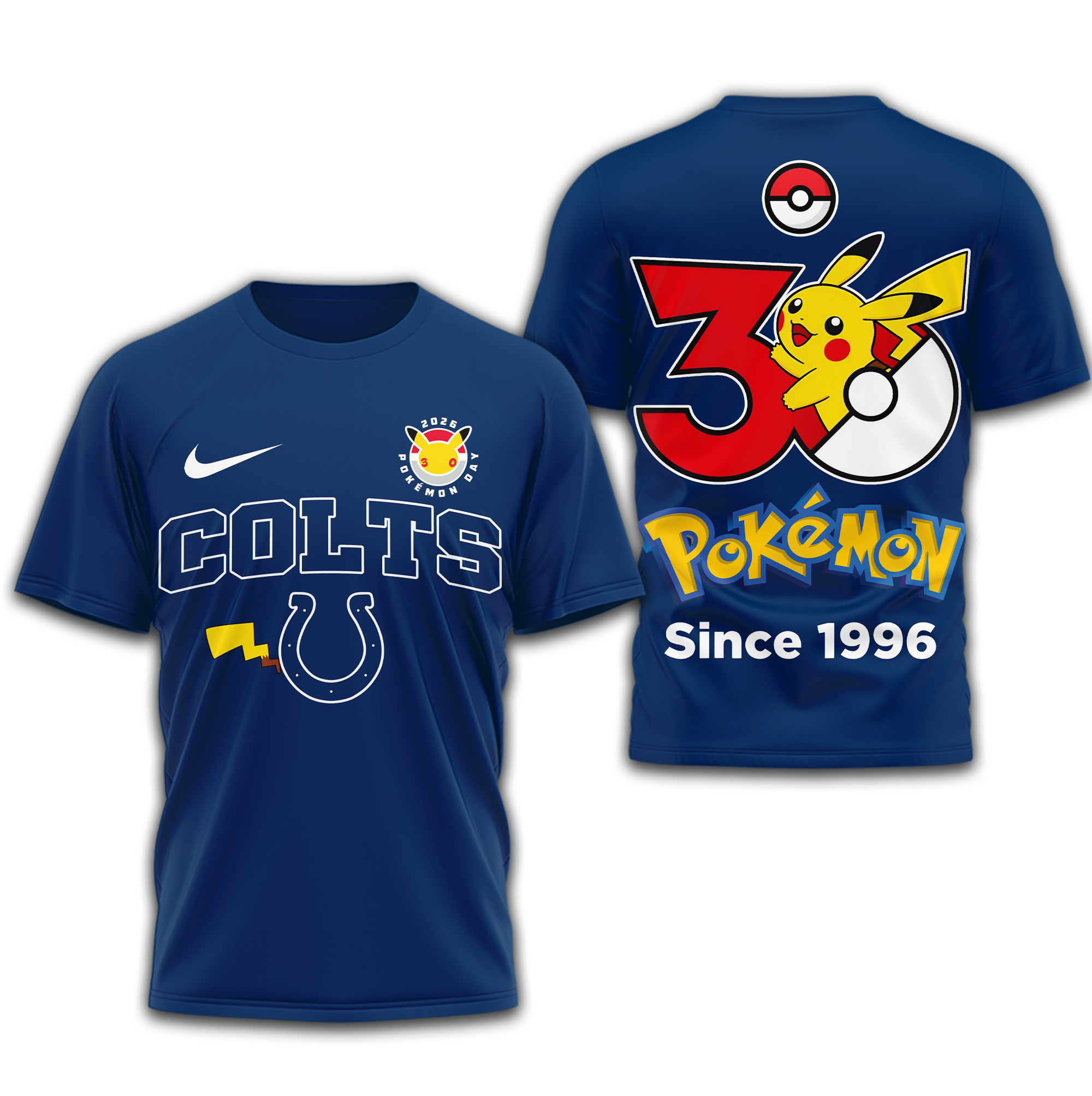 Indianapolis Colts | Premium NFL Pokemon 30th Anniversary 3D Shirt - Image 3