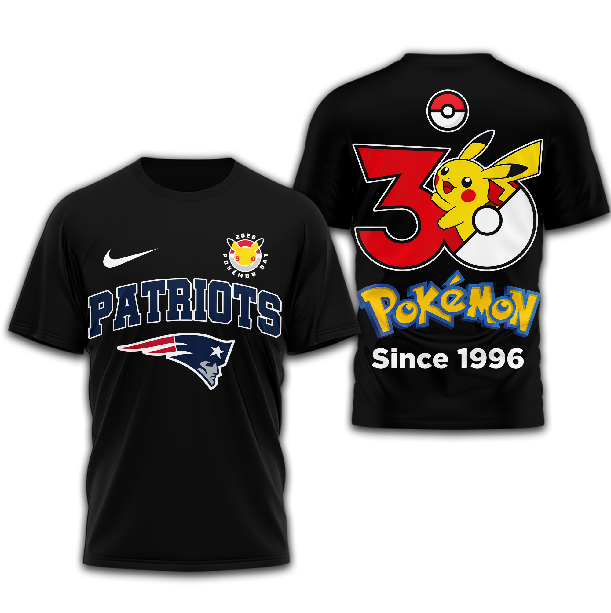 New England Patriots | Premium NFL Pokemon 30th Anniversary 3D Shirt - Image 2