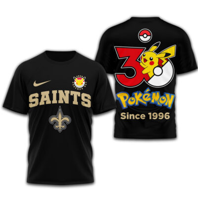New Orleans Saints | Premium NFL Pokemon 30th Anniversary 3D Shirt