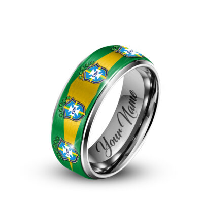 Alternative view of Brazil | Premium WC26 National Team Silver Tungsten Ring