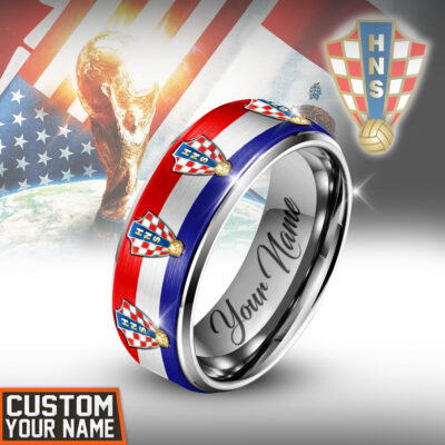 Croatia | Premium WC26 National Team Silver Tungsten Ring