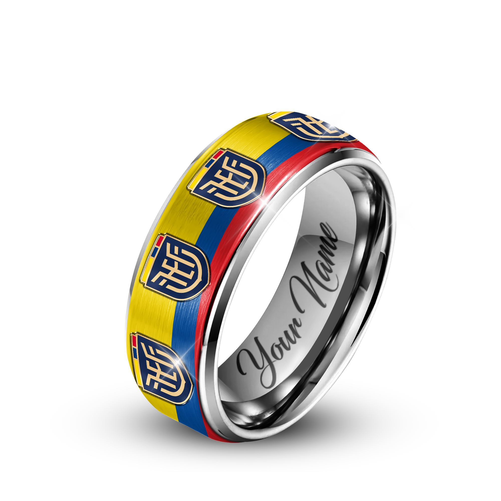 Ecuador | Premium WC26 National Team Silver Tungsten Ring - Image 2