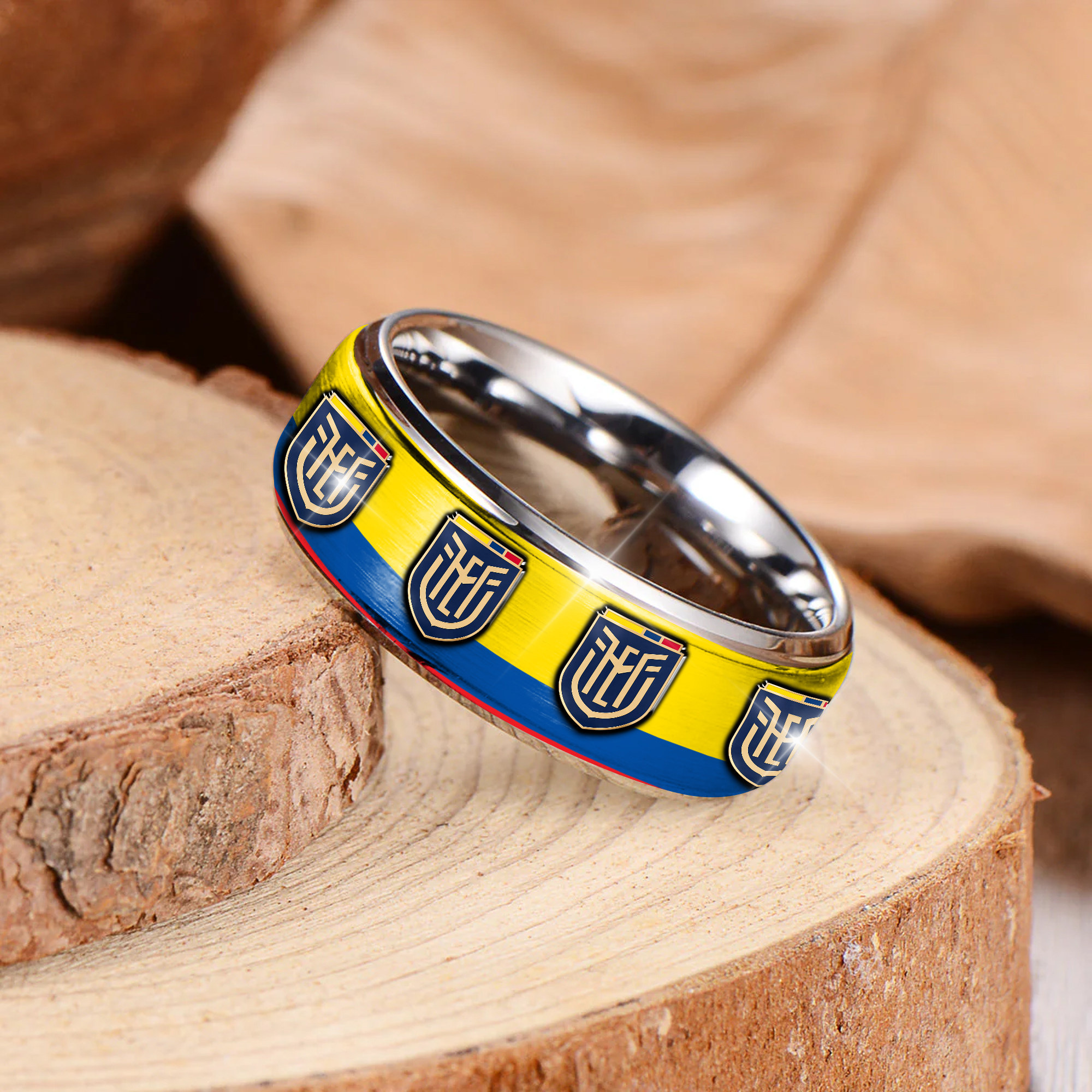 Ecuador | Premium WC26 National Team Silver Tungsten Ring - Image 3