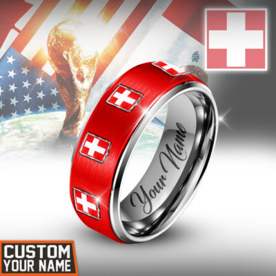 Switzerland | Premium WC26 National Team Silver Tungsten Ring