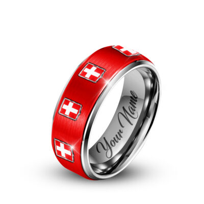 Alternative view of Switzerland | Premium WC26 National Team Silver Tungsten Ring