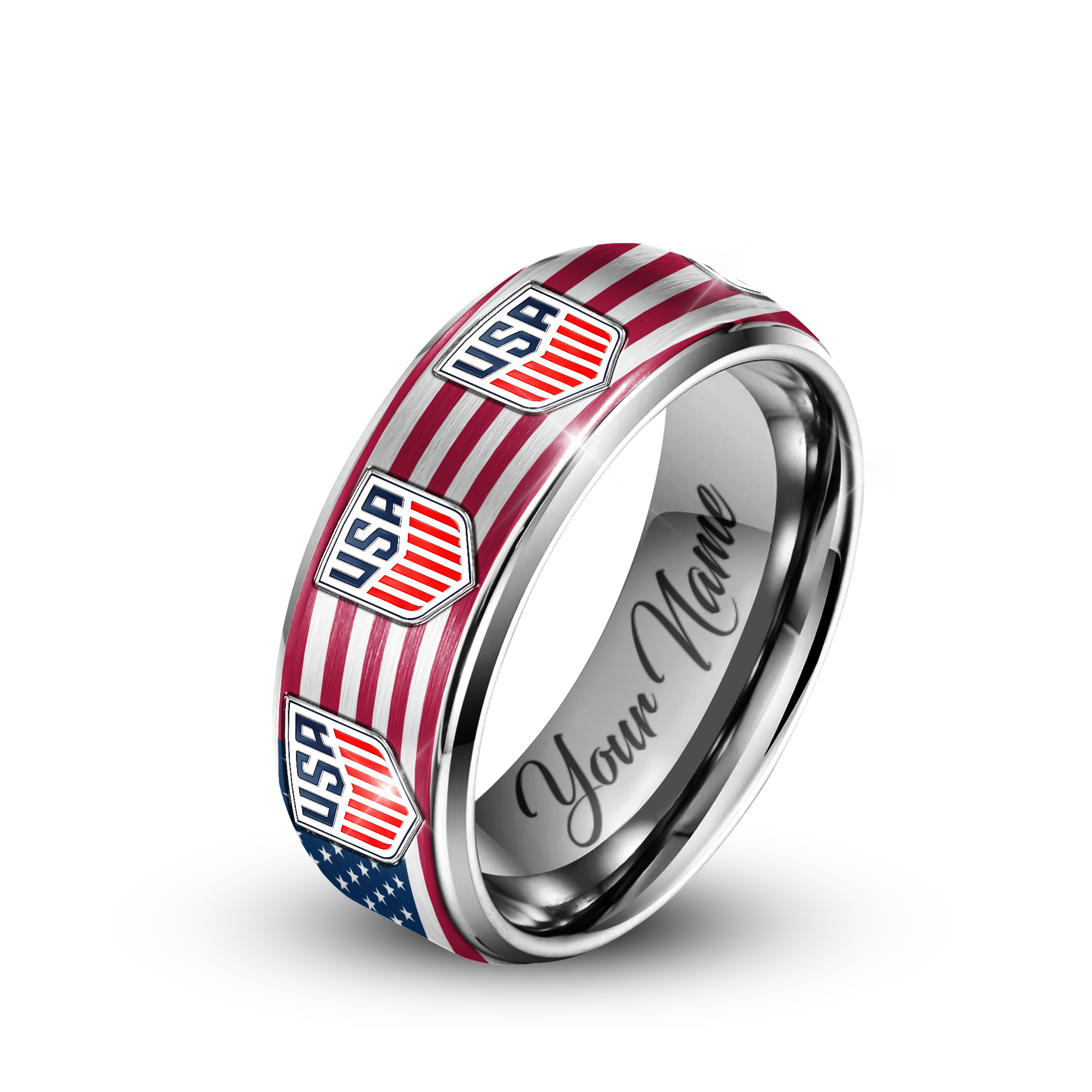 United States | Premium WC26 National Team Silver Tungsten Ring - Image 2