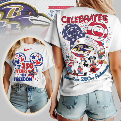 Baltimore Ravens | Premium NFL Mickey Celebrates America 250th Anniversary Women Shirt