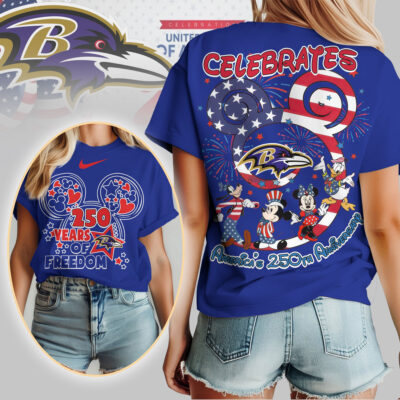 Baltimore Ravens | Premium NFL Mickey Celebrates America 250th Anniversary Women Shirt