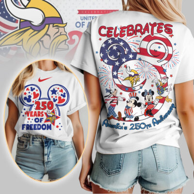 Minnesota Vikings | Premium NFL Mickey Celebrates America 250th Anniversary Women Shirt