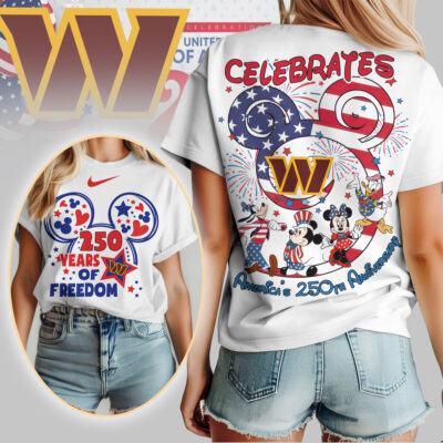 Washington Commanders | Premium NFL Mickey Celebrates America 250th Anniversary Women Shirt